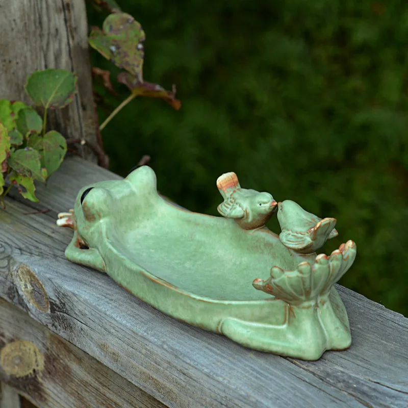 Garden style frog meat flowerpot ceramic crafts for bird feeder office fruit tray home decoration wedding