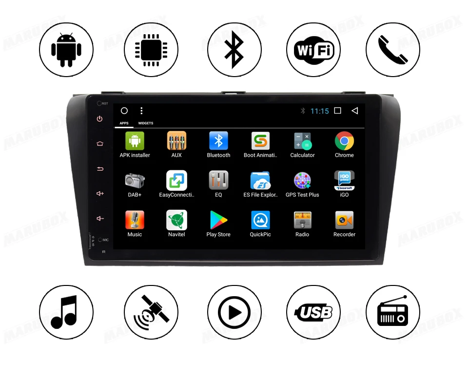Discount MARUBOX Head Unit For MAZDA 3 2009-2013 Android 8.1 Octa Core 9" Double Din Car Radio GPS Navigation Multimedia Player 9A701DT8 1
