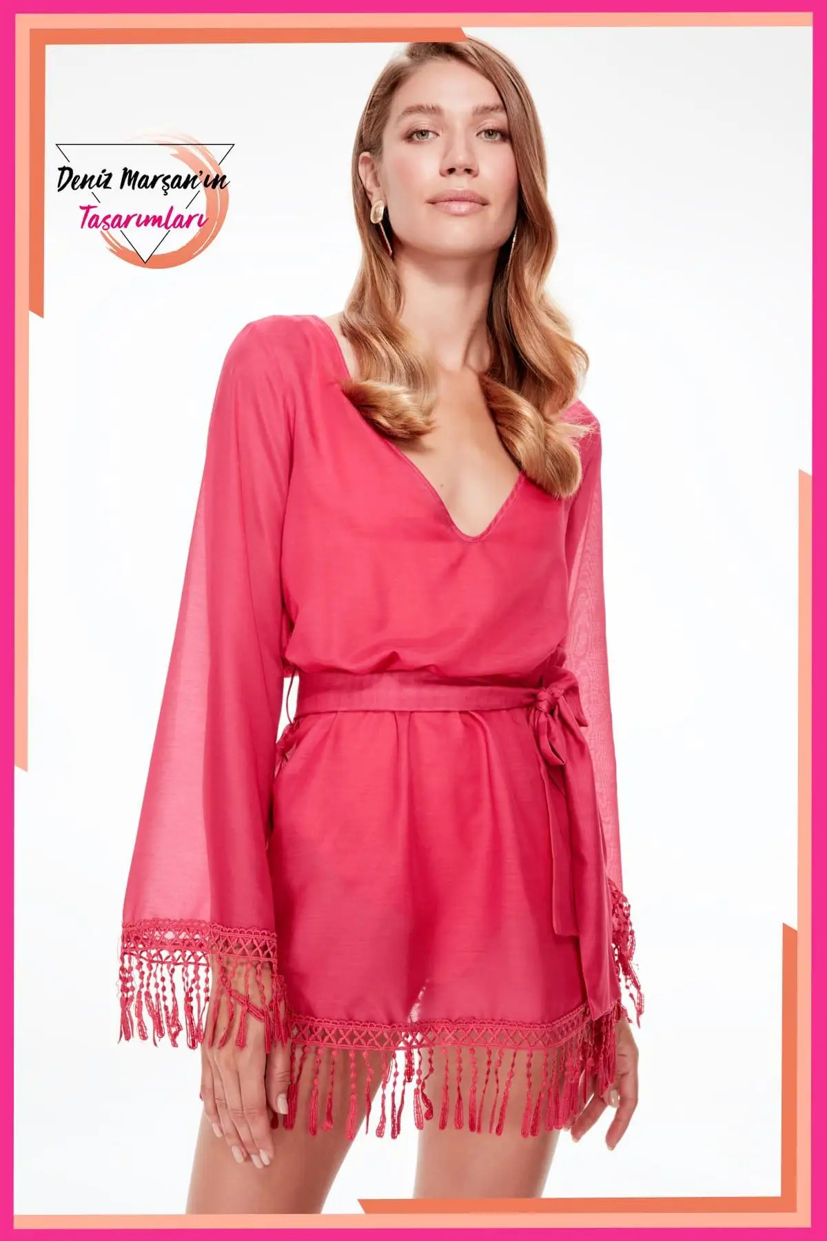Trendyol/пляжное платье цвета фуксии с кисточками TBESS19EL0559|Платья| |