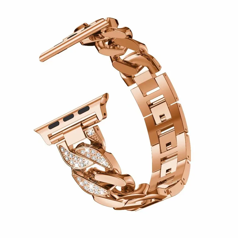 Женский цветной браслет из розового золота, ремешок для Apple Watch, ремешок серии 1, 2, 3, 4, металлический ремешок из нержавеющей стали, ремешок для часов 40, 44, 38, 42 мм
