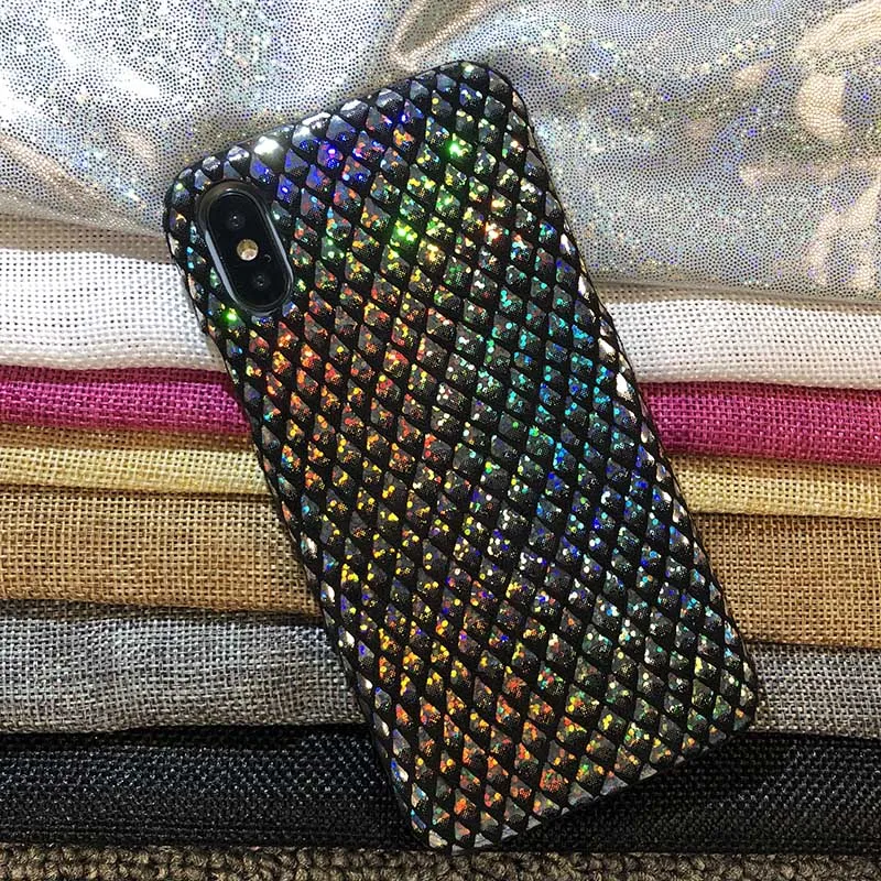

Kerzzil Glitter Laser Fish Scales Phone Case For iPhone 6 7 6S Plus Shining Flash Powder Cover For iPhone X 8 Plus 10 Cases Capa