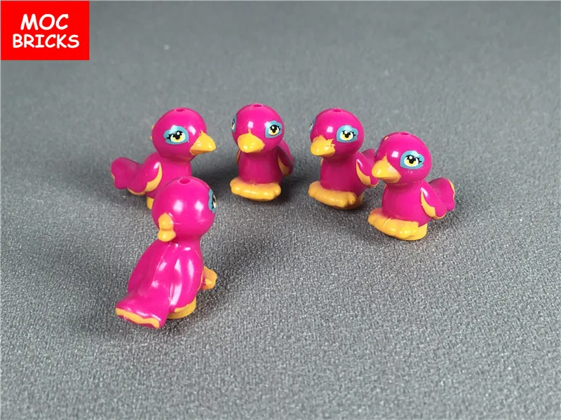 5 шт./лот кубики Moc животное роза красная птица с желтым узором из клюва DIY игрушки