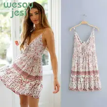 Mini dress floral print sexy deep v-neck sleeveless strap summer dresses hippie boho women dress Sexy Pink Short Beach Dress white random floral print v neck sleeveless mini dress
