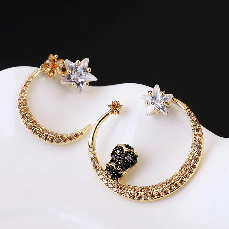Серповидные серьги сова со звездами романтическая дамская модная бижутерия AAA Цирконий XIUMEIYIZU Новые поступления люксовый бренд