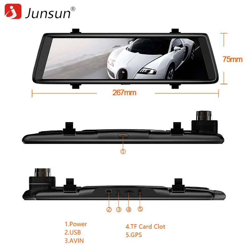 Junsun a900c полный IPS 10 &quotTouch Видеорегистраторы для автомобилей Камера FHD 1080 P видео