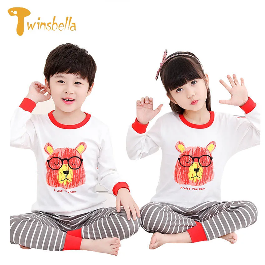 2018 Boys&Girls Autumn Pajamas Sets New Cartoon Sleepwear 2PCS Clothing Children