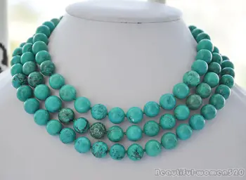 

Z5499 Rare 48" 10mm round green Stone NECKLACE