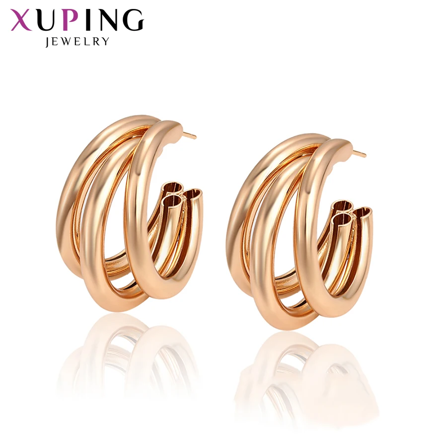 Xuping Exquisite Jewelry Temperament Colorful Gold-color Plated Hoops Earrings for Women Christmas Lovely Gifts S201-98850