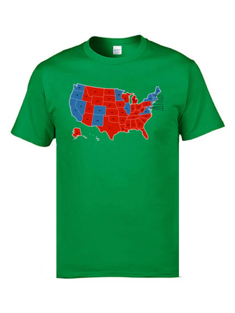 Men Hot Sale Printing Tops & Tees O Neck Summer/Autumn 100% Cotton Top T-shirts Leisure Short Sleeve Classic Sweatshirts Donald Trump 45th US President   USA Map Election 2016  8953 green