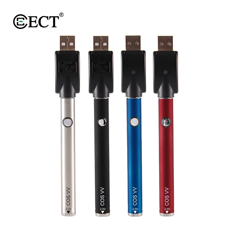 Vape Mod ECT COS Preheat VV батарея 450 мАч переменное напряжение электронная сигарета мод с usb-кабелем для 510 вапорайзер с резьбой