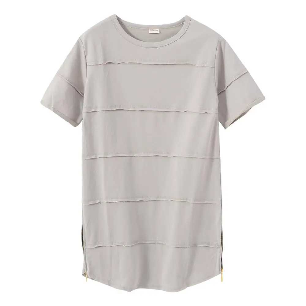 2017 summer new skirt zipper open fork burrs pure color round collar short sleeve T-shirt male big yards leisure loose t-shirts 2017 summer new skirt zipper open fork burrs pure color round collar short sleeve T-shirt male big yards leisure loose t-shirts