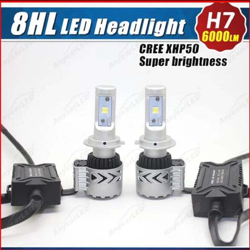 

1 Set  H7  72W 12000LM 6500K with CREE XHP50 Chips LED Car Headlight Conversion Kit Fog Lamp Bulb DRL Super White