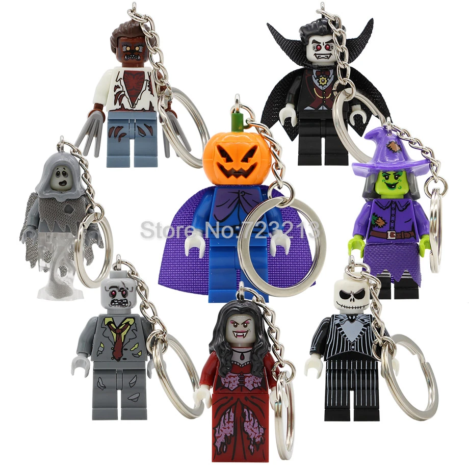 Фигурка для Хэллоуина брелок для ключей Скелет оборотень зомби призраки Тыква Человек вампир граф королева строительные блоки модель игрушки