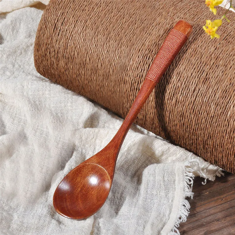 Wooden Spoon Fork Bamboo Kitchen Cooking Utensil Tools Soup-Teaspoon Tableware 2018 New Arrival Hot Sale R09 (1)