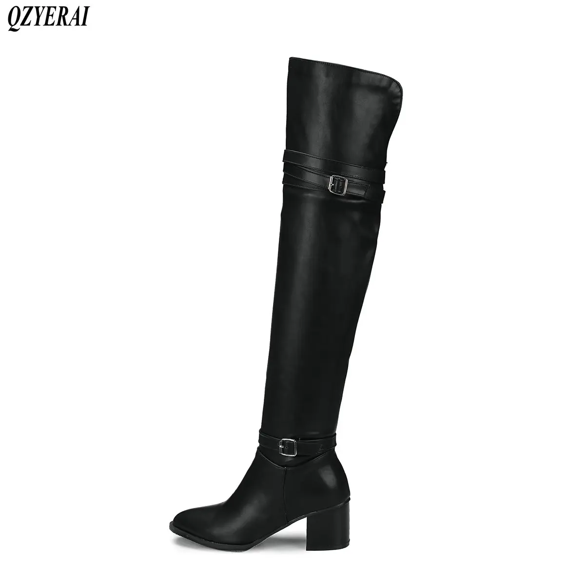 QZYERAI New fashion women's boots pointy over knee boots European women's shoesOver