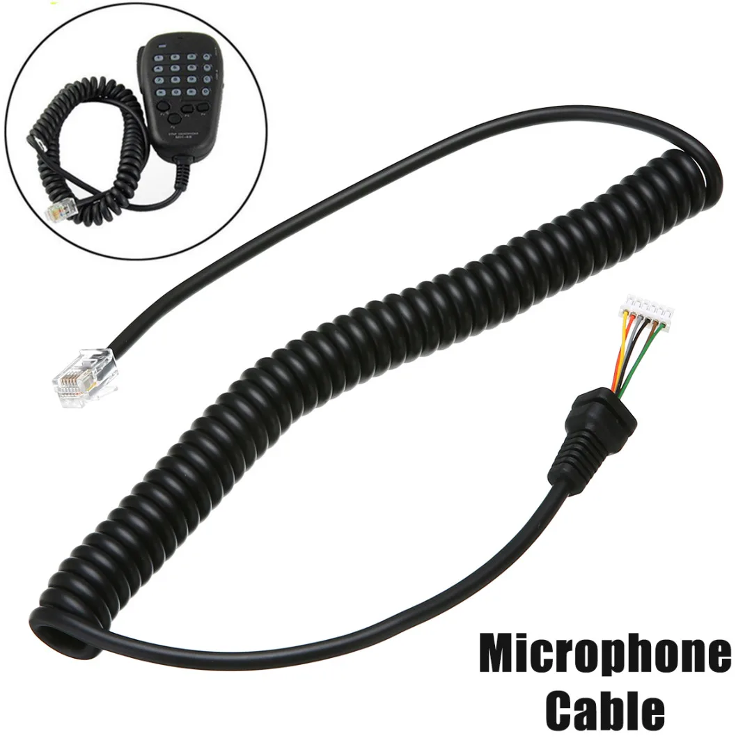 65cm Black Microphone Cable Cord Suitable For Yaesu MH-36B6J FT-100 FT-100D FT-90R FT-2600M FT-3000M Mayitr
