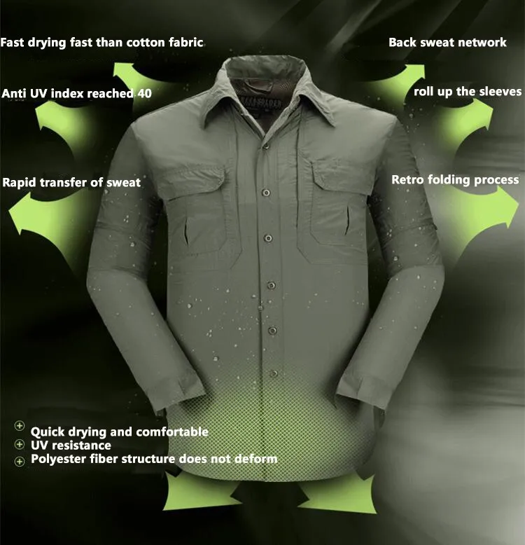 Мужская Легкая городская тактическая рубашка быстросохнущая армейская Спортивная Военная Рубашка летняя походная дышащая рубашка с длинным рукавом