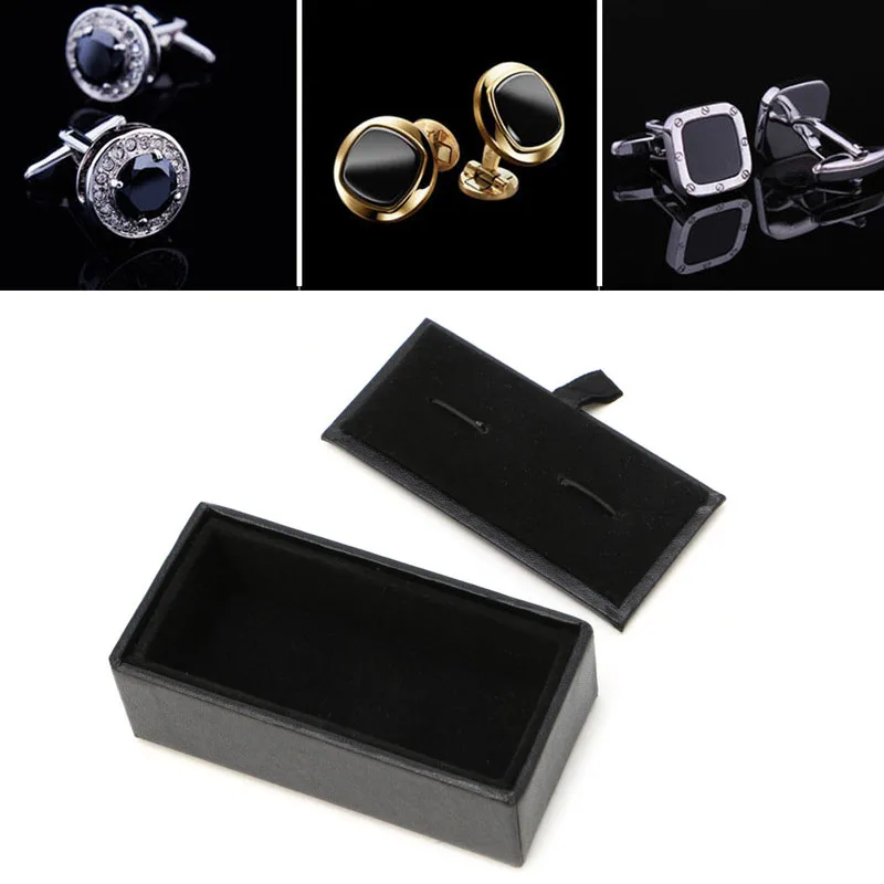 

Men Cufflinks Tie Clip Ring Storage Box Faux Leather Organizer Display Cuff Case