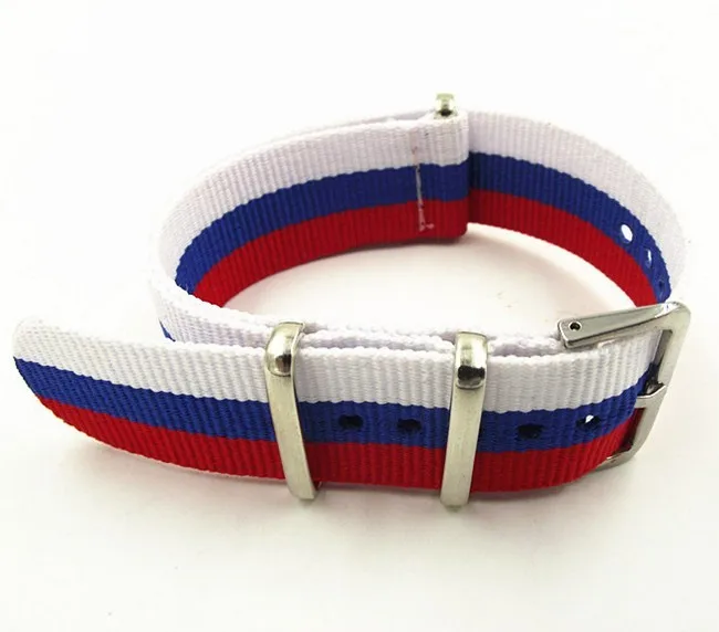 

Wholesale 10PCS/lot High quality 20MM Nylon Watch band NATO straps waterproof watch strap Russian flag color-5102