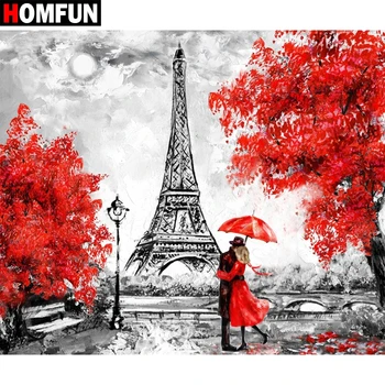 

HOMFUN Full Square/Round Drill 5D DIY Diamond Painting "Eiffel tower" 3D Diamond Embroidery Cross Stitch Home Decor A18754