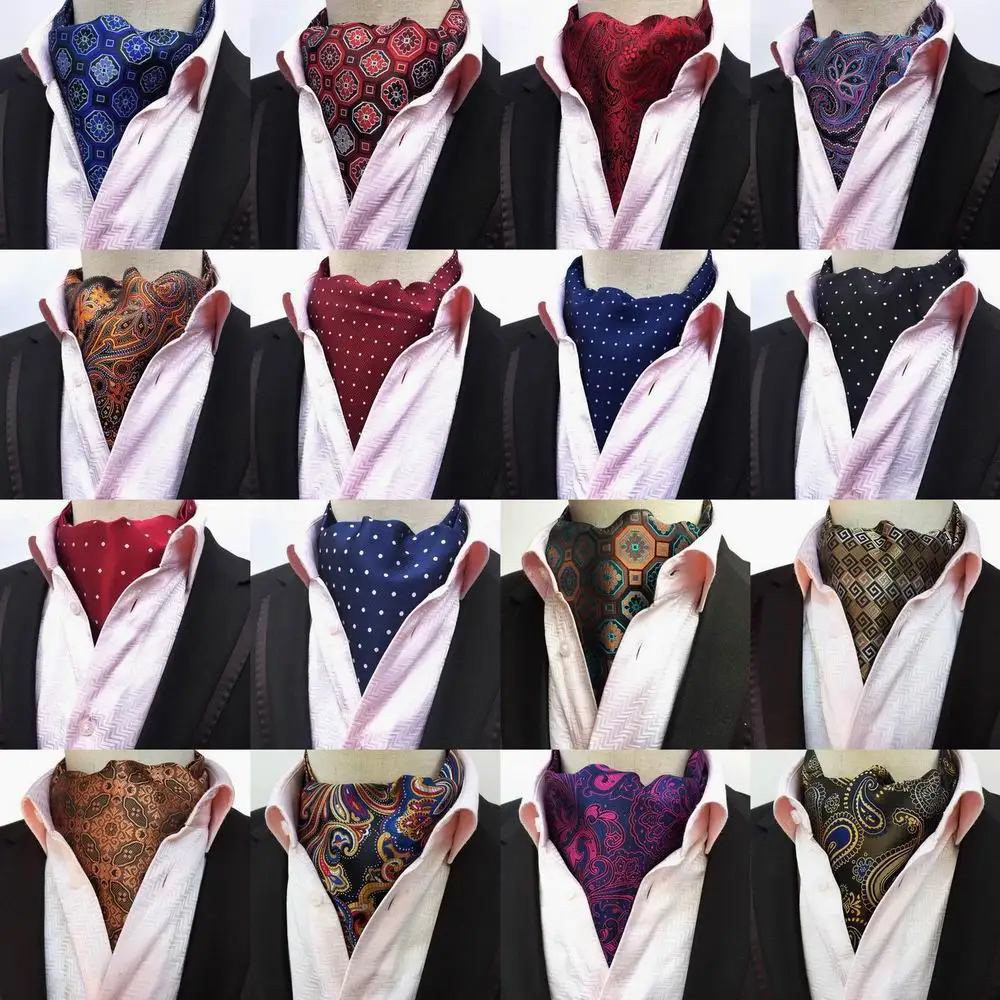 NewMensAscotFashionPaisleyDotsAscotTieForMenFormalSuitShirt