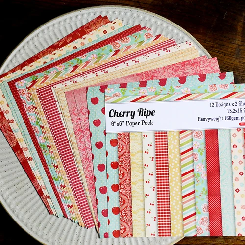

12pcs/Pack 6*6inch Cherry Patterned Paper Pack for Scrapbooking DIY Happy Planner Card Making Journal Project
