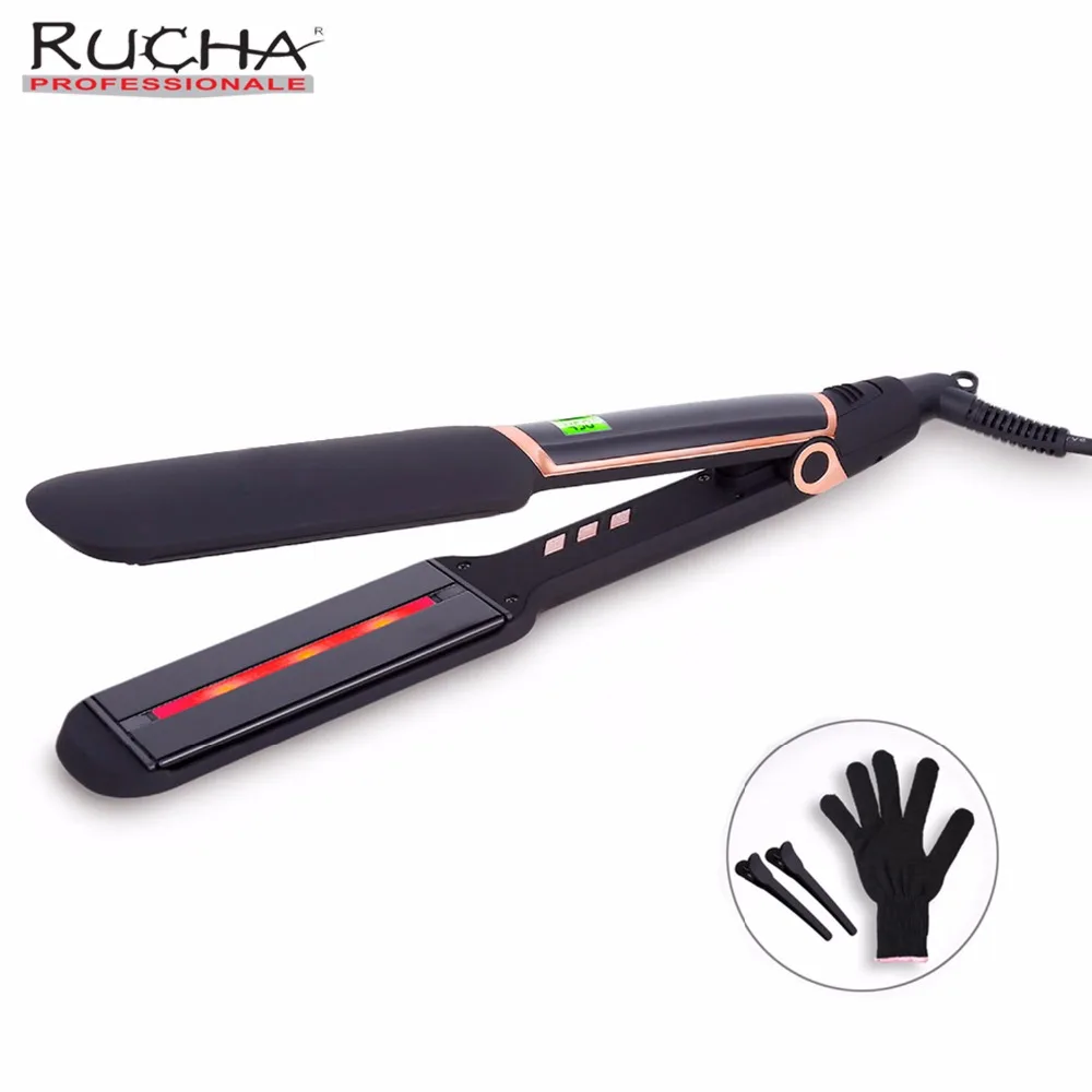 RUCHA Professional инфракрасный двойной таблички Flat Iron выпрямления анион быстрого MCH нагрева Инструменты для укладки волос восстановить поврежден