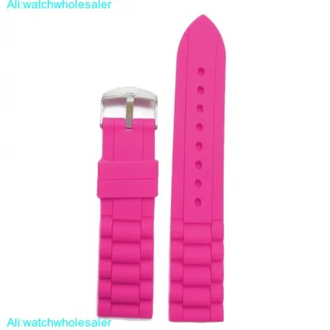 18mm Magenta Color Silicone Jelly Rubber Ladies Watch Band Straps WB1002J18JB