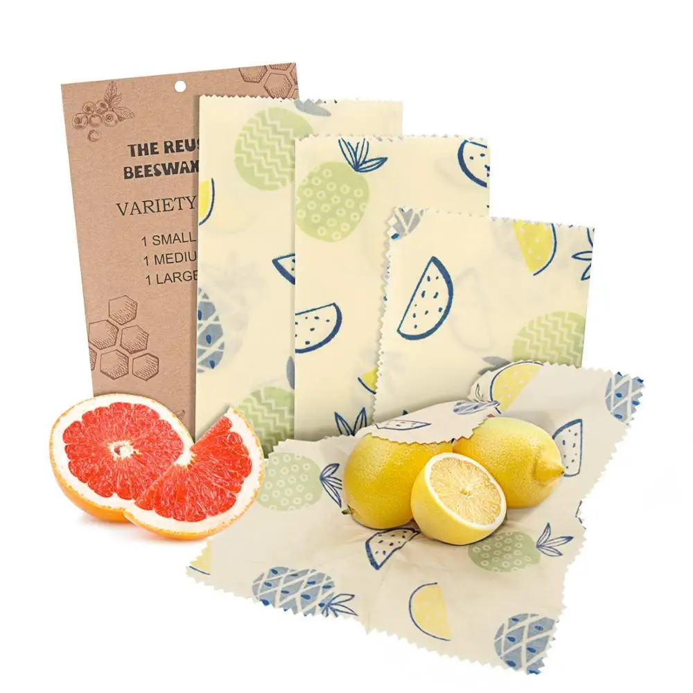 

Beeswax Food Wraps,Reusable Food Storage Saran Wrap Bag 3 Pack,Eco Friendly Wrap Cloth Lid Cover Fresh Keeping Plastic Free