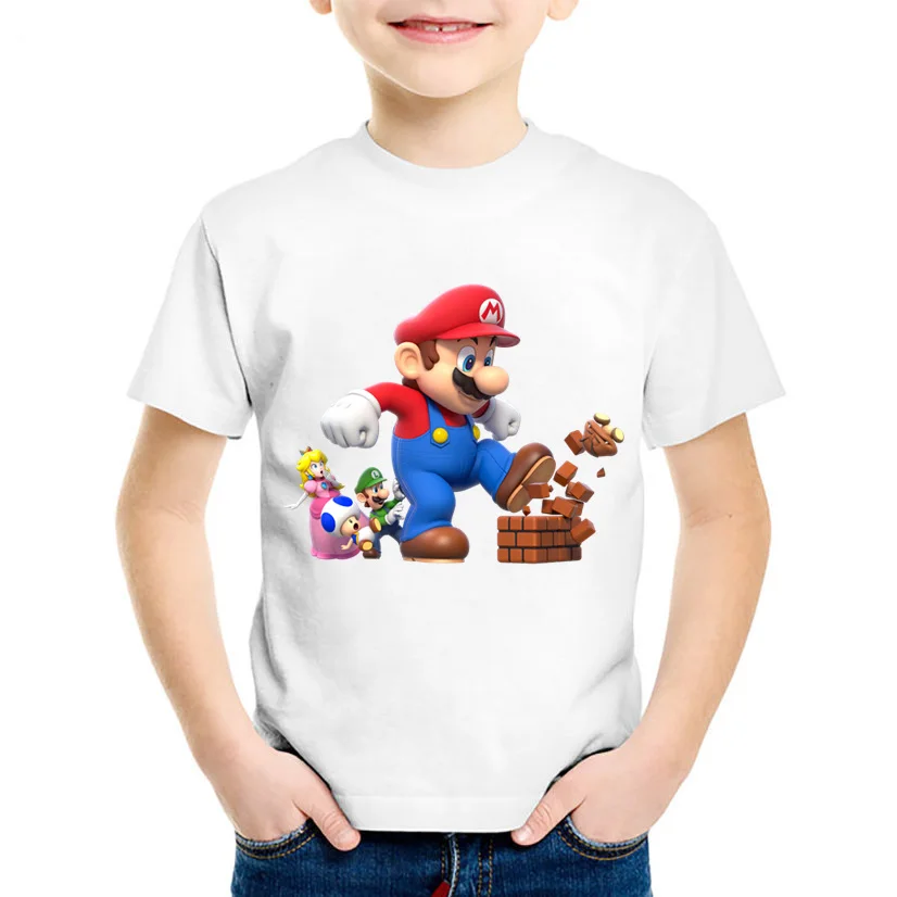 

Cartoon Print Super Mario With Luigi Children Funny T-shirts Kids Summer O-Neck Tees Boys/Girls Casual Tops Baby Clothes,HKP5175