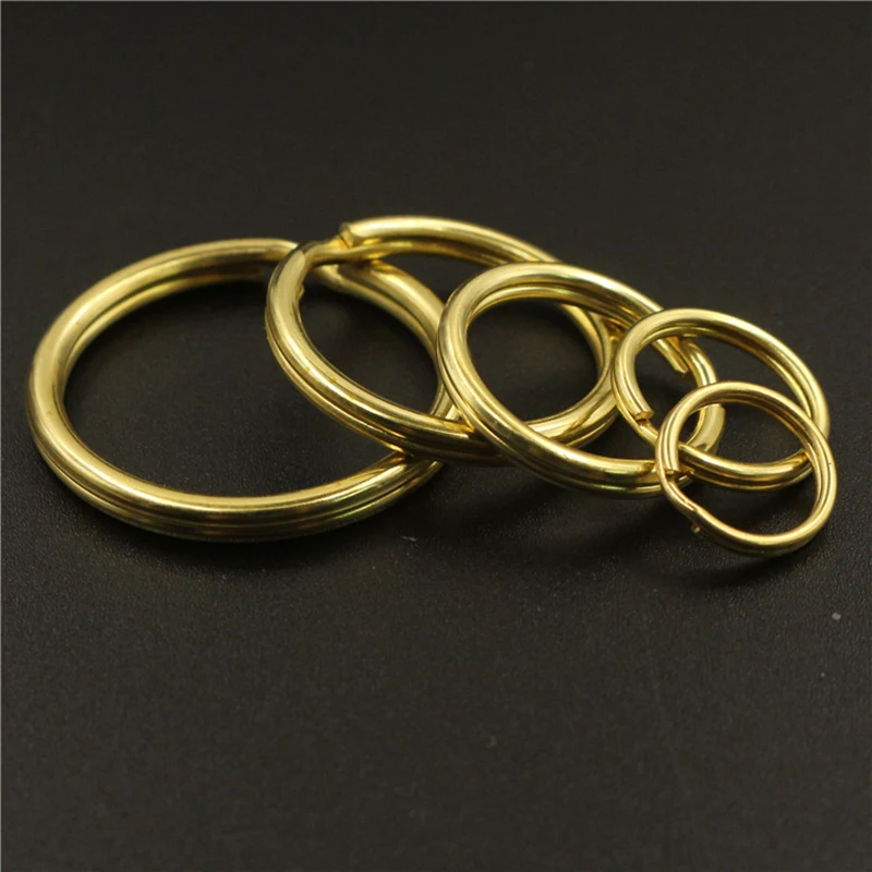 Цельные латунные разделенные кольца, двойная петля, брелок 10-35 мм, брелок для ключей, держатель для ключей, сделай сам, кожа, ремесло, оборудование