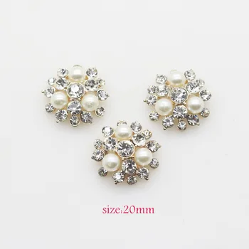 

10PCS Vintage Handmade Flower Rhinestone Buttons Bling Flatback Crystal Pearl Decorative Buttons Flower Center Craft Supplies