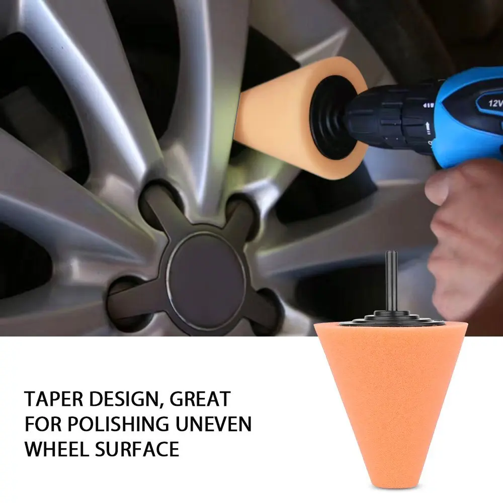 Burnishing Foam Sponge Polishing Cone Shaped Buffing Pads Car Wheel Hub Tool