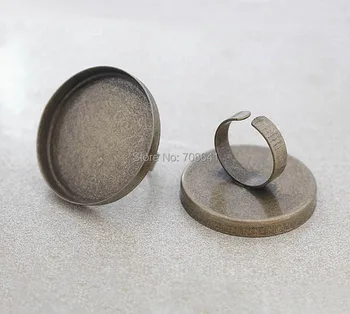 

Blank Open Ring Settings with Round Deep Wall Bezel Cups Cabochon Bases Rings Findings DIY Jewelry Making Antique Bronze tone