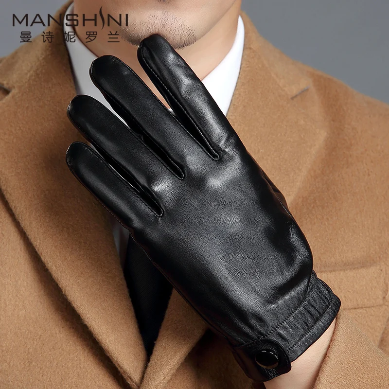 

Winter genuine leather gloves men's touch screen gloves add velvet thicken warm autumn and winter outdoor leather gloves MLZ107