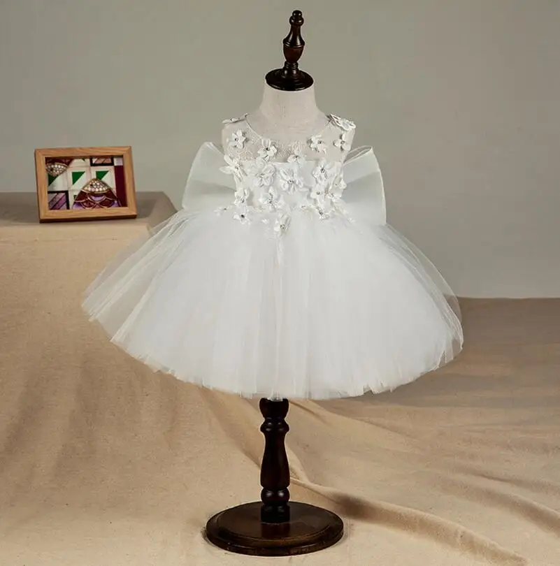 

2018 Girl Summer Dress Appliques Flower Girl Dress Big Bow Princess Wedding Dress Girl Party Pageant First Communion Gown