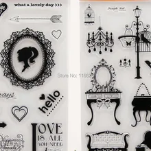 Дешевые большие размеры Скрапбукинг/подарок украшения силиконовые прозрачные штампы для девочек милый макияж 2 листа/лот