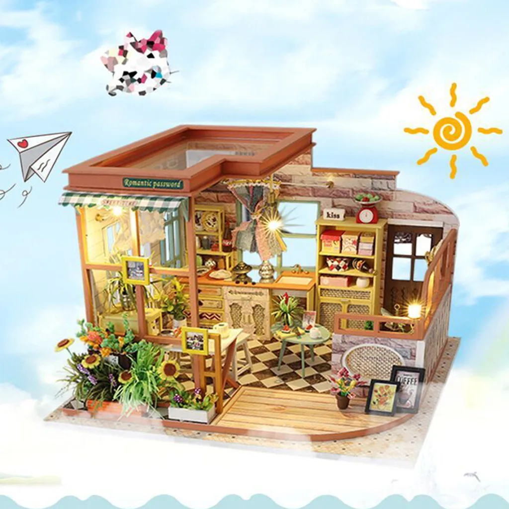 

3D Wooden DIY Miniature House Furniture LED House Puzzle Decorate Creative Gifts