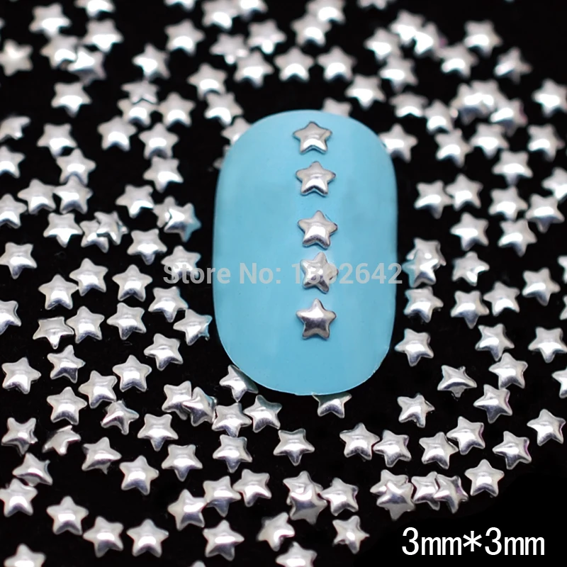 

100pcs/pack 3D Silver Star DIY Nail Jewelry DIY Star Nail Art Decoration Nail Accessories