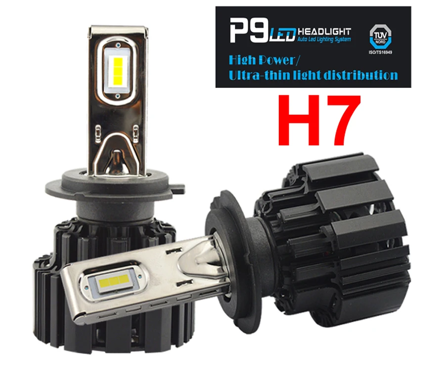 1 Set H7 100w 13600lm P9 Led Headlight 2.5mm Ultra Thin No Blind Area