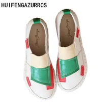 HUIFENGAZURRCS-обувь из натуральной кожи на плоской подошве в стиле ретро с маленьким свежим носком удобная мягкая обувь ручной работы