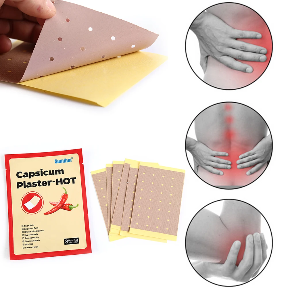 

8Pcs/lot New massage plasters Pepper Far-infrared anti-inflammatory analgesic paste patch pain release Relaxing