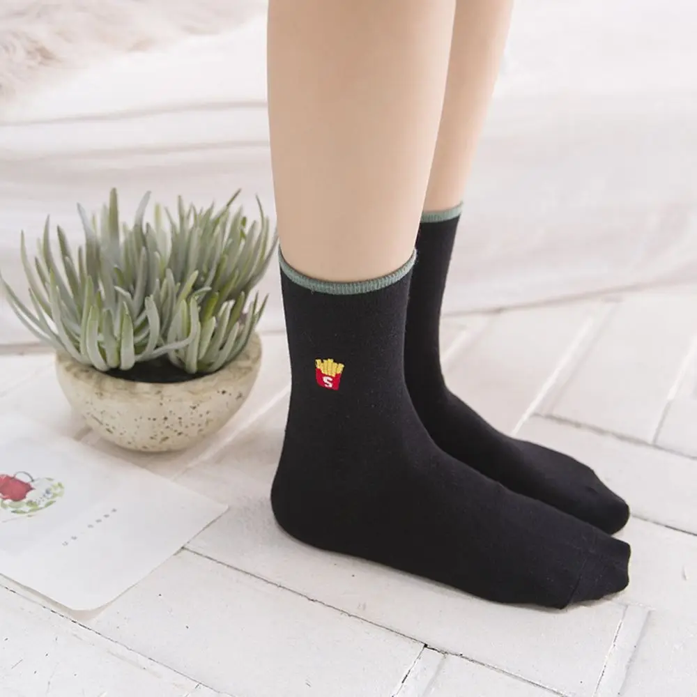 1 пара calcetines mujer Корейская оригинальная модная вышивка Мультяшные снеки