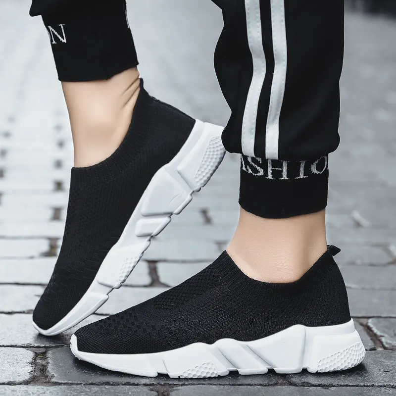 

POOLOOP Women walking shoes Casual Knitting Sock Sneakers Stretch Flat Platform Fashion Ladies Slip On Shoes Leisure Footwear