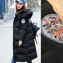 KMETRAM куртка-пуховик на белом утином пуху, зимняя куртка, женская куртка из искусственного меха, толстое пальто с капюшоном, Женские винтажные Длинные парки MY446