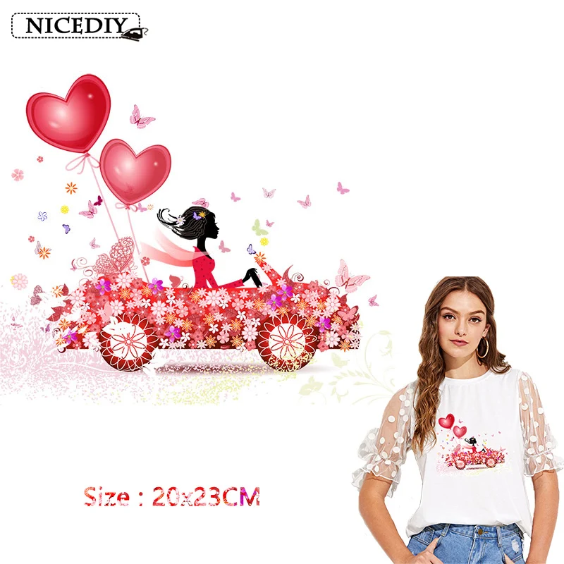 

Nicediy Heat Transfer Vinyl Sticker Patch Iron On Transfers For Clothes Heart Flower Car Patches Thermal Transfer Press Washable
