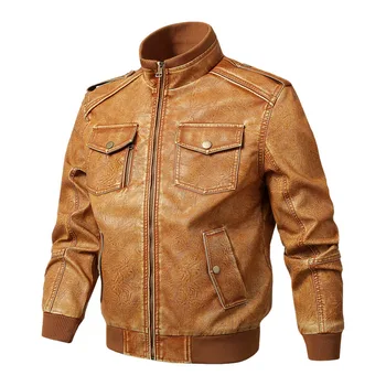 

Men Winter Bomber Jacket Tops Mens Coat PU Leather Jackets Coats Outerwear Clothes Male Hip Hop Motorcycle Jacket 2019 WA124