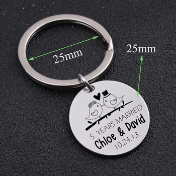 

Date&NamePrivate Customized Key Chain For Couple Anniversary Souvenir Jewelry"5 YEARS Married"Keyring Gift For Husband