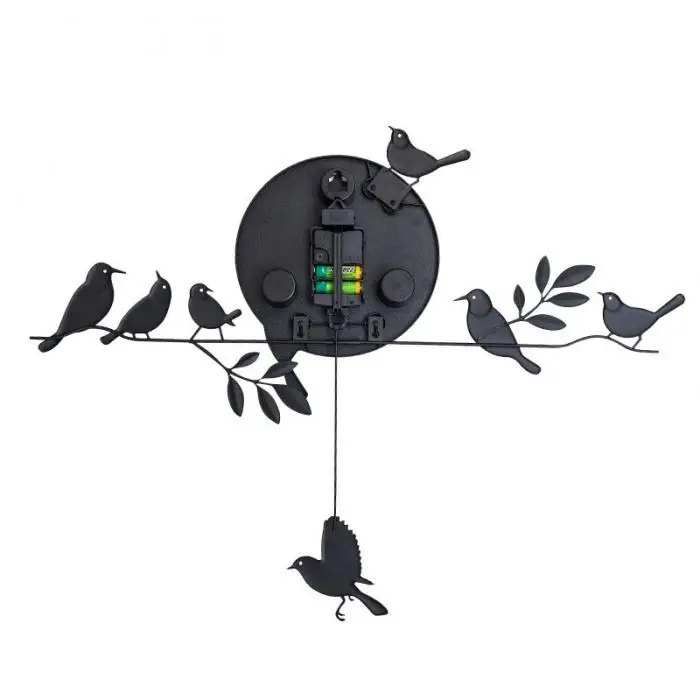 Железные птицы маятник Mute кварцевые часы 3D настенные часы для гостиной украшения дома хогард