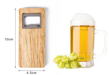 

250pcs Wood Beer Bottle Opener Wooden Handle Corkscrew Stainless Steel Square Openers Bar Kitchen Accessories Party Gift